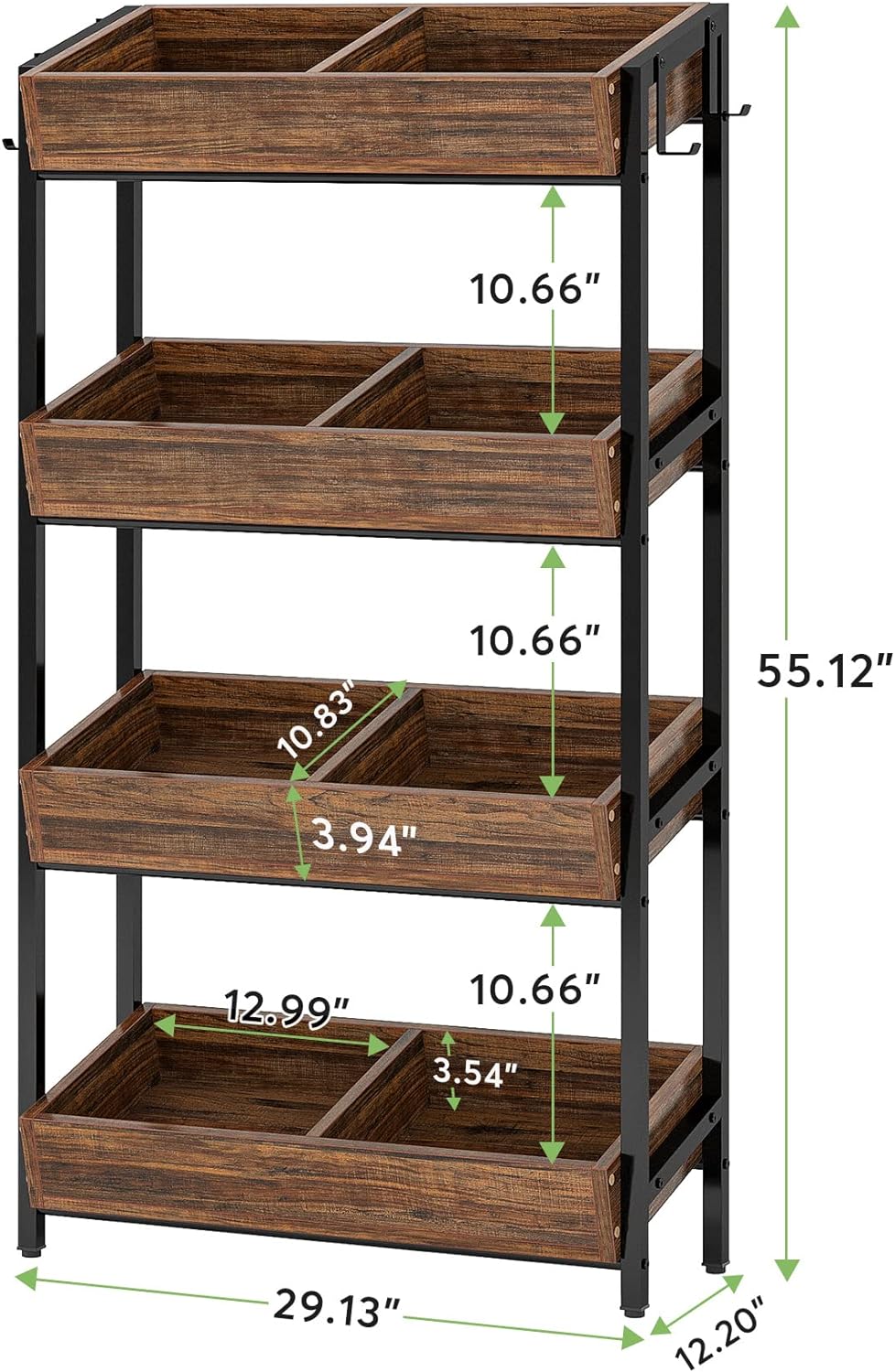 Wood Fruit Vegetable Storage Basket Stand
